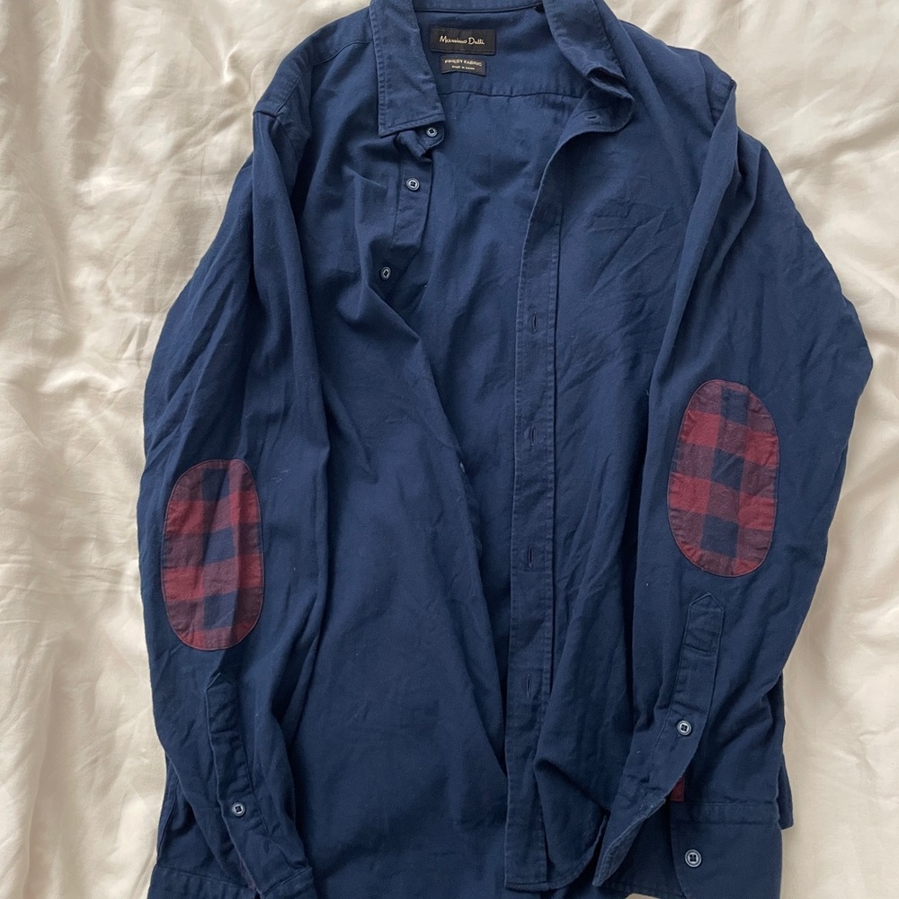 Massimo Dutti Navy Blue Casual Button Down Shirt
